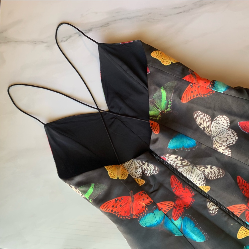Alice + Olivia Black Butterfly Print Mini Dress - Picture 4 of 10